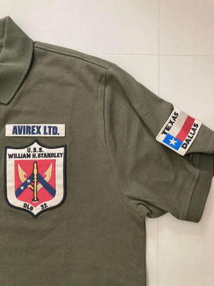 เสื้อยืดทหารสีเขียวขี้ม้าแบรนดังอาร์มทั้งตัว Military US.Navy Collared T-Shirt Avirex U.S.S William M.Standle DLG 32 Green Military Usa รูปที่ 6