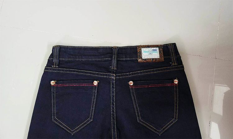 กางเกงยีนส์ LANFENG Jeans สียีนส์เข้ม รูปที่ 3