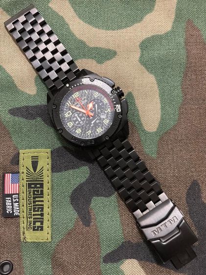 นาฬิกาทหารทำให้หน่วยรบพิเศษของอเมริกา Military MTM USA Special Ops Combat Black Patriot Chronograph Black PVD Quartz 45mm ขาย 16,500 