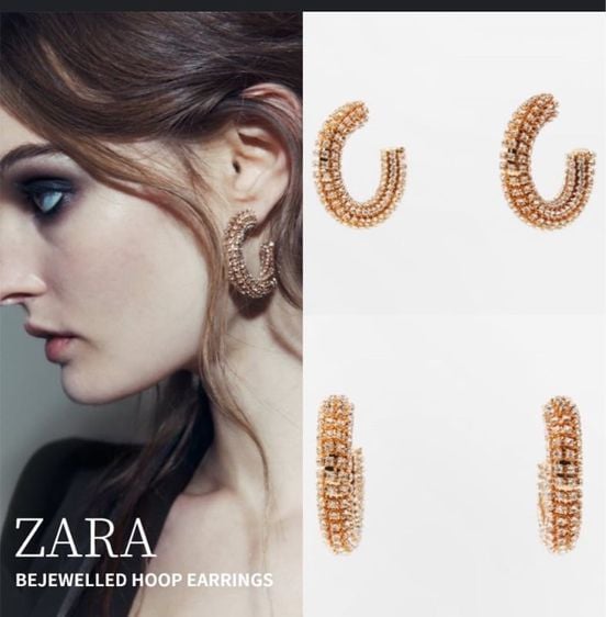 Zara แท้จาก shop australia ส่งฟรี ต่างหูเพชร cz