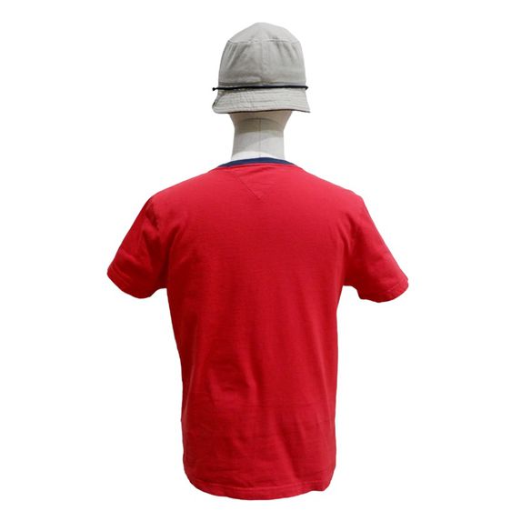 TOMMY HILFIGER เสื้อแขนสั้น เสื้อยืด เสื้อคอกลม ผ้าคอตตอน นิ่ม ใส่สบาย (สีแดง)▫️รหัสสินค้า TMY-1 รูปที่ 8