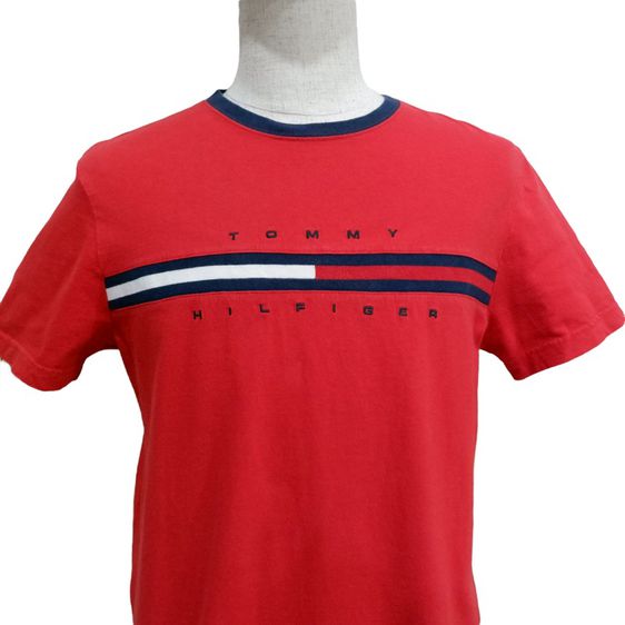 TOMMY HILFIGER เสื้อแขนสั้น เสื้อยืด เสื้อคอกลม ผ้าคอตตอน นิ่ม ใส่สบาย (สีแดง)▫️รหัสสินค้า TMY-1 รูปที่ 2