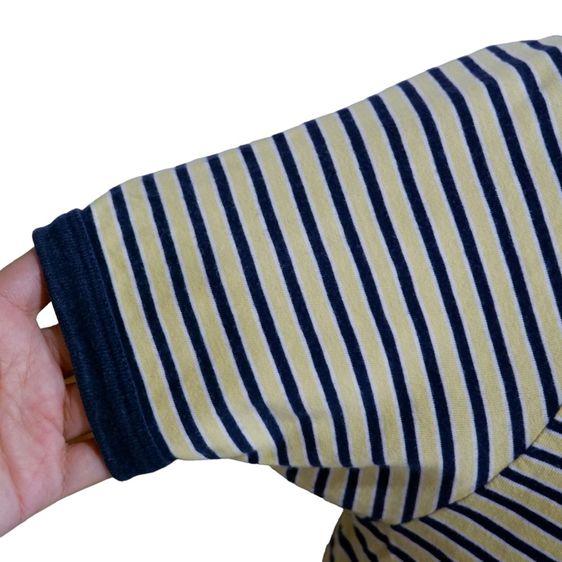 POLO by Ralph Lauren เสื้อยืด เสื้อคอกรม เสื้อแขนสั้น ผ้าคอตตอน ใส่สบาย ไม่หนา (ลายทาง สีเหลือง-กรมท่า)▫️รหัสสินค้า PLY-4 รูปที่ 4