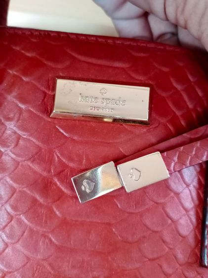 กระเป๋าถือหนังแท้สีส้มแดง Kate Spade รูปที่ 9