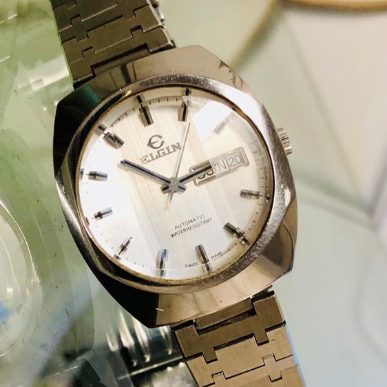 อื่นๆ เงิน นาฬิกามือสองวินเทจ ELGIN AUTOMATIC WATERRESISTANT 25 JEWELS SWISS MADE 1970’s ขนาดหน้าปัด 38 มม.นาฬิกา เป็นที่หายากมาก