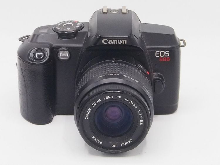 กล้องฟิลม์ CANON 888 เลนส์ 38-76 MM มีชัดเตอร์ B เดินฟิลม์อัตโนมัติ มี FLASH ในตัว ใส่ลายสั่นชัดเตอร์ได้ ไฟหาโฟกัสในที่มืดได้