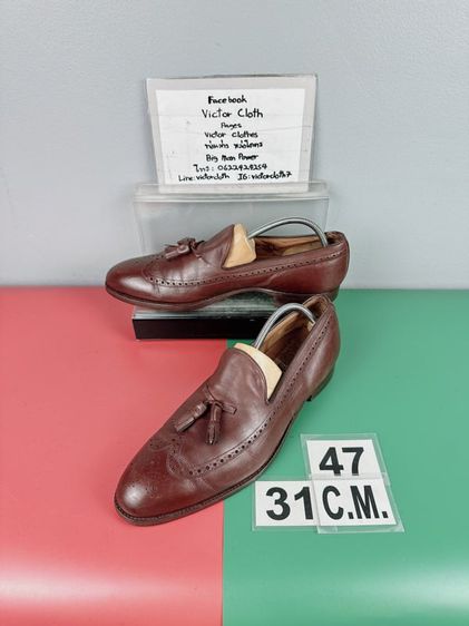 รองเท้าหนังแท้ Johnston And Murphy Sz.13us47eu31cm(ไซส์วัดจริง) Made in USA สีน้ำตาล พื้นหนังเย็บ สภาพสวยมาก ไม่ขาดซ่อม ใส่ทำงานออกงานดูดี รูปที่ 1