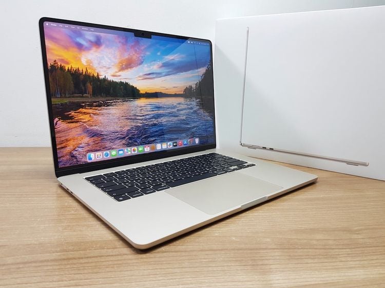 Apple Macbook Air แมค โอเอส 8 กิกะไบต์ อื่นๆ ใช่ MacbookAir (Retina15-inch, 2023) M2 8-Core CPU 10-Core GPU SSD 256Gb Ram 8Gb สี Starlight ใช้น้อย มีประกันศูนย์