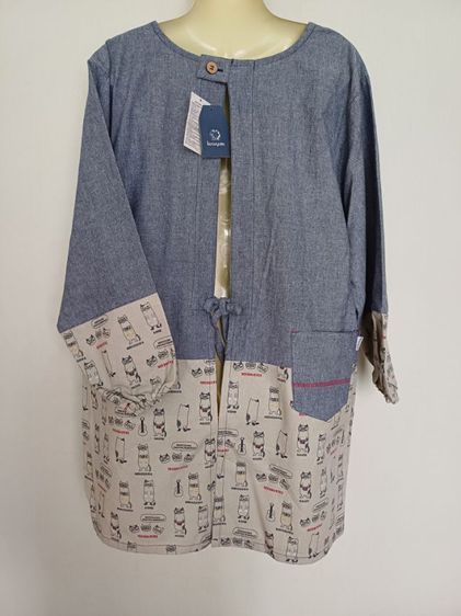 Kusuguru Shippo Neko Maruke 
เสื้อคลุม ผ้ากันเปื้อน แบบคุณครูอนุบาลญี่ปุ่น เสื้อคลุมกันหนาว ผ้าฝ้าย รูปที่ 3