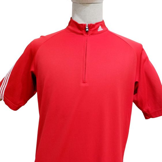 ADIDAS เสื้อแขนสั้น เสื้อโปโล เสื้อคอปก ซิบหน้า  ผ้ากีฬา ใส่สบาย ระบายอากาศได้ดี (สีแดง)▫️รหัสสินค้า AP-2 รูปที่ 2