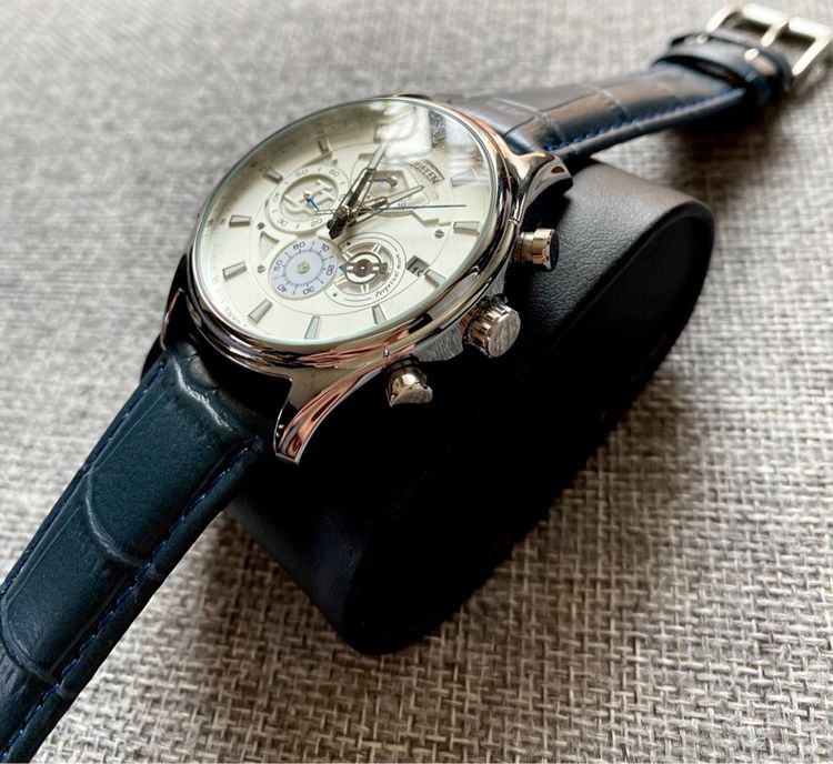 Luxury Watch สายหนังสีน้ำเงิน รูปที่ 7