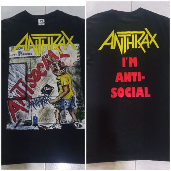 เสื้อยืดวง Anthrax ไซร์ M ทรงสวยสภาพใหม้ รูปที่ 1