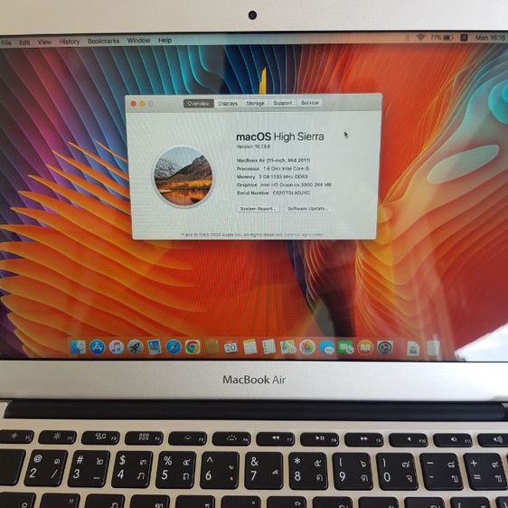 Apple MacBook Air หน้าจอ 11นิ้ว Intel Core i5 SSD เบาบาง ไหลลื่น สวยมาก ยกกล่อง รูปที่ 8