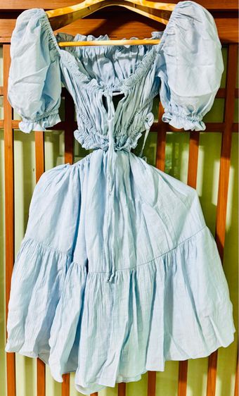 ชุด mini sierra dress สีฟ้าใส เดรสสั้น แขนตุ๊กตา น่ารักมาก เนื้อผ้า soft ดีเทลแน่น ใส่สบาย เหมาะกับ summer นี้ ซื้อมือหนึ่งจาก IG  รูปที่ 3