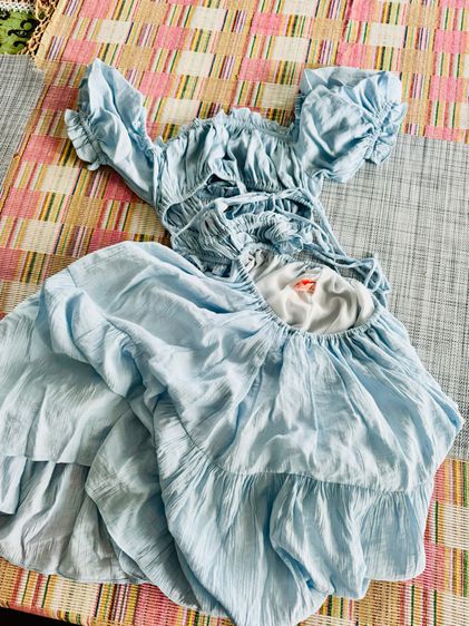 ชุด mini sierra dress สีฟ้าใส เดรสสั้น แขนตุ๊กตา น่ารักมาก เนื้อผ้า soft ดีเทลแน่น ใส่สบาย เหมาะกับ summer นี้ ซื้อมือหนึ่งจาก IG  รูปที่ 7