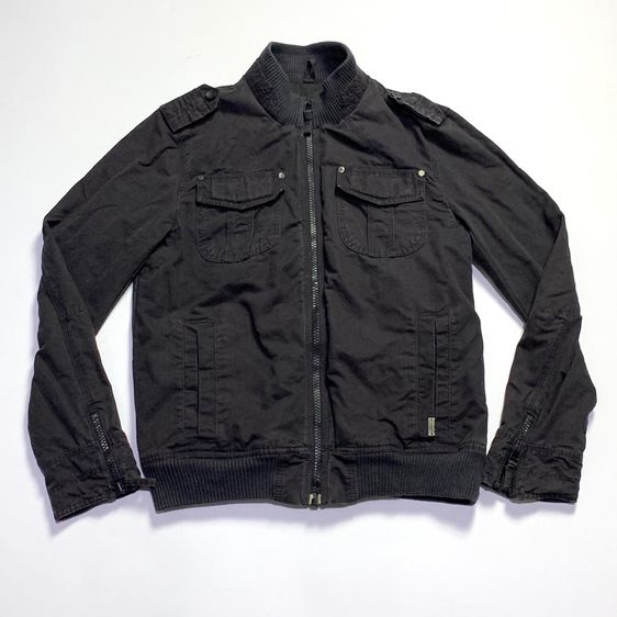 เสื้อแจ็คเกตสีดำ แบรนด์ QS อก 21.5" ยาว 26.5"