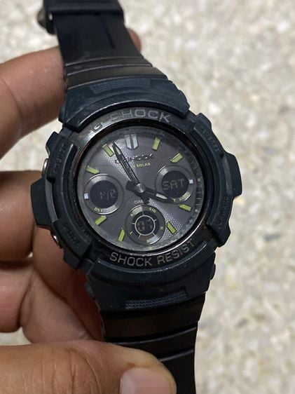 G-Shock เขียว นาฬิกายี่ห้อ G Shock  รุ่น AWR M100NV  ระบบโซล่าร์เซล   สายเคยเปลี่ยนมาของแท้  800฿