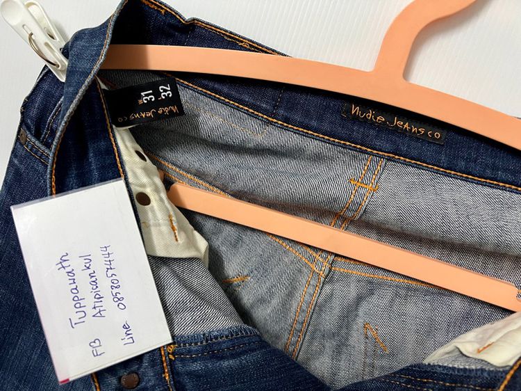 ยีนส์ nudie thin finn org dry ecru embro ของแท้ รูปที่ 8