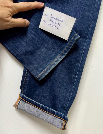 ยีนส์ nudie thin finn org dry ecru embro ของแท้ รูปที่ 7