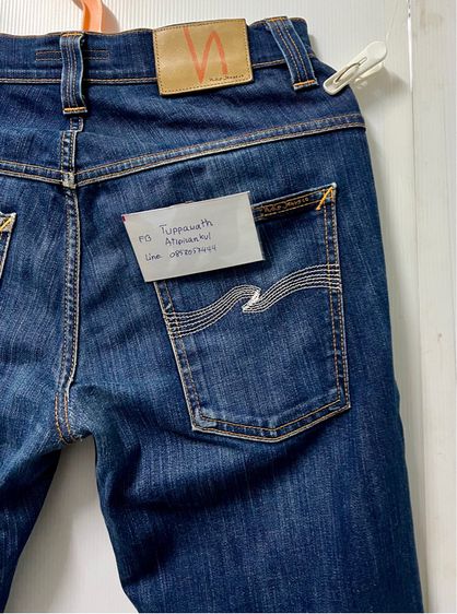 ยีนส์ nudie thin finn org dry ecru embro ของแท้ รูปที่ 6