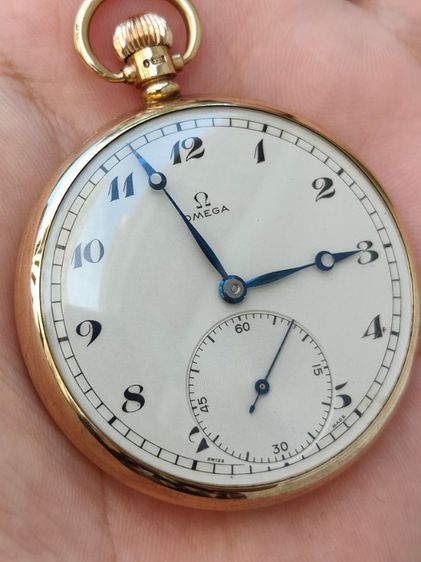 นาฬิกาพกโบราณทองคำแท้ OMEGA Pocket watch  9k Solid Gold Ref.6103 ปี1935s เข็มบลูสติล  รูปที่ 2