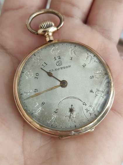 นาฬิกาพกโบราณทองคำแท้ ELECTION GRAND PRIX Pocket watch (BERNE 1914) 14k Solid Gold 2เข็มครึ่ง หลักอารบิก ผสมตัวหนังสือ KWEEGAYLIONG 