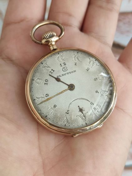 นาฬิกาพกโบราณทองคำแท้ ELECTION GRAND PRIX Pocket watch (BERNE 1914) 14k Solid Gold 2เข็มครึ่ง หลักอารบิก ผสมตัวหนังสือ KWEEGAYLIONG  รูปที่ 5