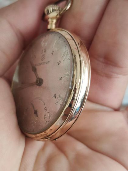 นาฬิกาพกโบราณทองคำแท้ ELECTION GRAND PRIX Pocket watch (BERNE 1914) 14k Solid Gold 2เข็มครึ่ง หลักอารบิก ผสมตัวหนังสือ KWEEGAYLIONG  รูปที่ 6