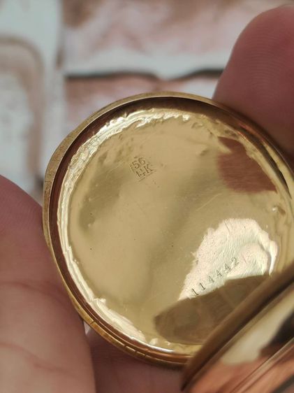 นาฬิกาพกโบราณทองคำแท้ ELECTION GRAND PRIX Pocket watch (BERNE 1914) 14k Solid Gold 2เข็มครึ่ง หลักอารบิก ผสมตัวหนังสือ KWEEGAYLIONG  รูปที่ 10