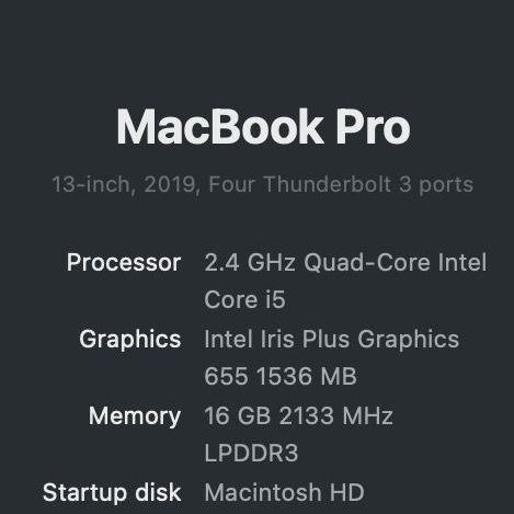 MacbookPro 13 2019 (TouchBar)- CPU 2.4GHz Ram 16 GB SSD 512 GB รูปที่ 3