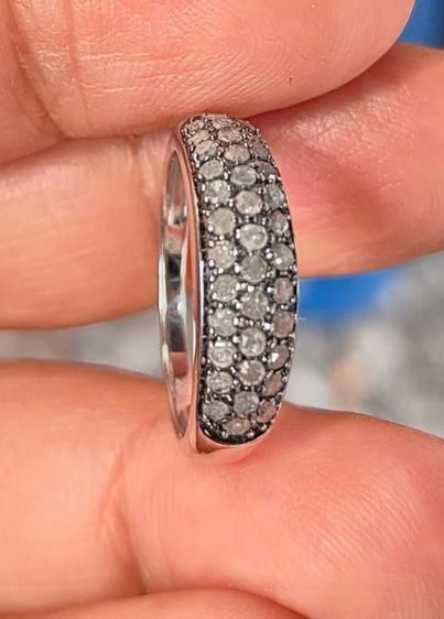ทองคำขาว แหวนเพชร Black Diamond 10k ตอก