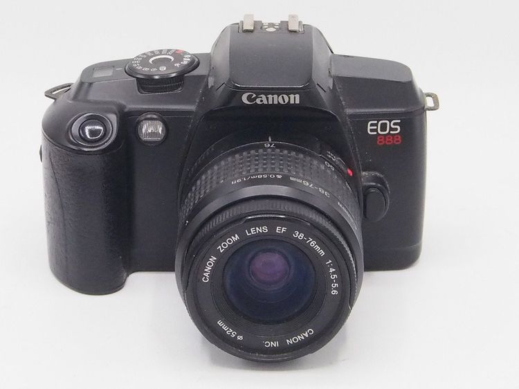 กล้องฟิลม์ CANON 888 เลนส์ 38-76 MM มีชัดเตอร์ B เดินฟิลม์อัตโนมัติ มี FLASH ในตัว ใส่ลายสั่นชัดเตอร์ได้