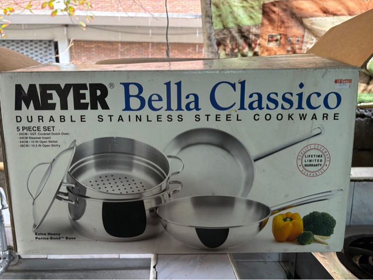 หม้อและกระทะ ชุด Meyer Bella Classico ชุดสเตนเลสเมเยอร์ 5 ชิ้น