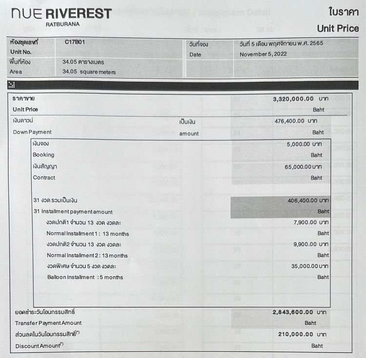 ขายใบจอง Nue Riverest ราษฎร์บูรณะ ราคา Presale ราคาที่ดีที่สุด รูปที่ 3