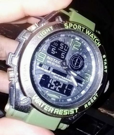เขียว นาฬิกาข้อมือ2ระบบ NATART NS8600(กันน้ำได้)