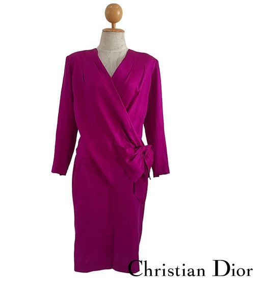 อื่นๆ เดรส | จั๊มสูท M ชมพู แขนยาว Vintage C้hristian Dior Silk Dress