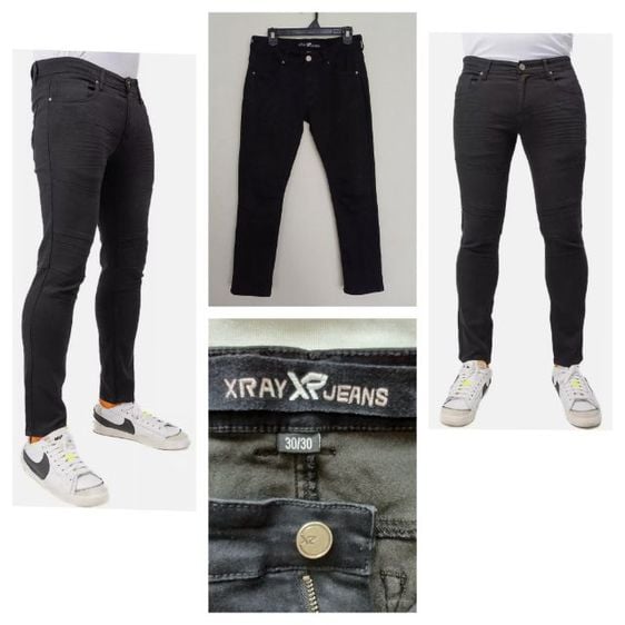 Xray Biker Jeans Size 30 30 สีดำ ผ้ายีนส์ยืด