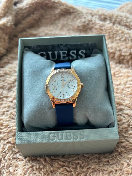 GUESS Ladies Blue Rose Gold Tone Multi-function Watch