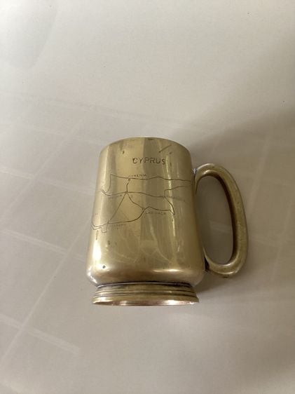 Vintage hand made engraved silver plated brass beer mug
