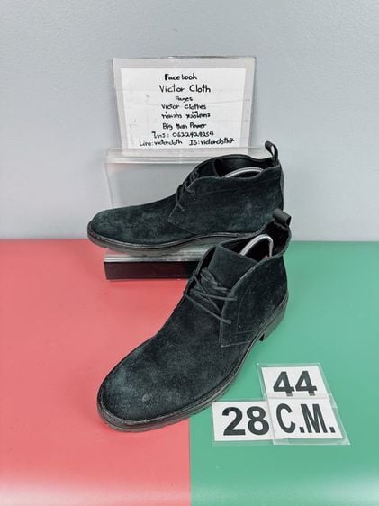 รองเท้าบู๊ทหนังกลับ Calvin Klein Sz.10us44eu28cm รุ่นUltra Calf Suede Chukka Boots สีดำ สภาพสวยมากเกือบใหม่ ไม่ขาดซ่อม ใส่ทำงานออกงานหล่อ