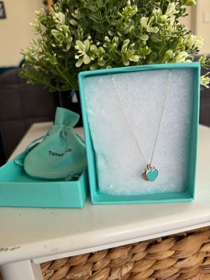 Tiffany Blue Double Heart Tag Pendant in Silver รูปที่ 1