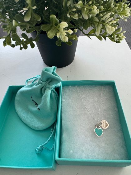 Tiffany Blue Double Heart Tag Pendant in Silver รูปที่ 5