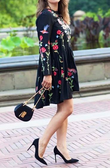 เสื้อ zara black floral embroidered dress รูปที่ 5