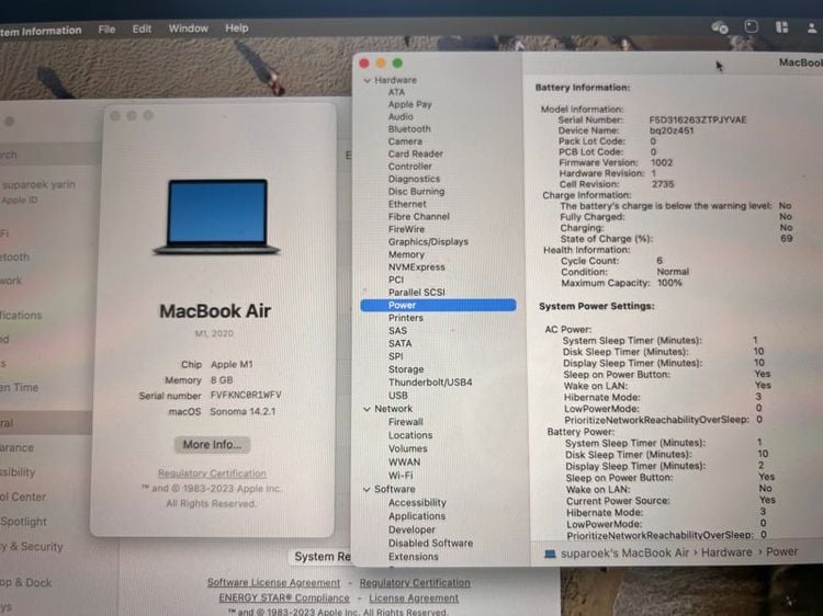 Apple แมค โอเอส 8 กิกะไบต์ macbook air 2020 256 gb