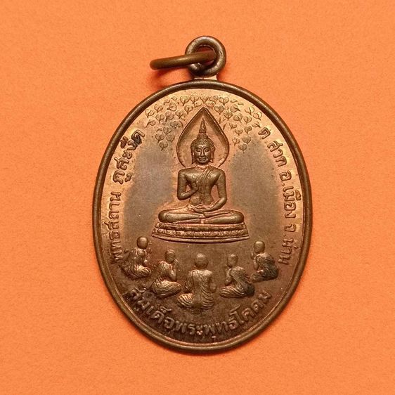 เหรียญ สมเด็จพระพุทธโคดม ปางปฐมเทศนา - พระธาตุเจ้าตันใจ๋ รุ่น 1 พุทธสถานภูสะงืด จ.น่าน ปี 2548 เนื้อทองแดง สูง 3 เซน