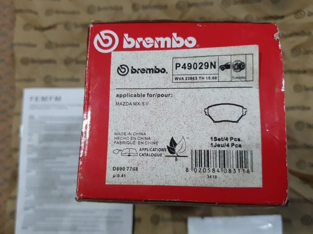 ผ้าดิสเบรคหน้า Brembo Mazda MX 5  ปี 98 - 05