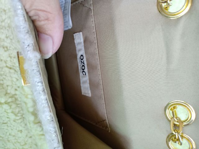 กระเป๋าสะพายยาวผ้าทวิสสีครีม ozoc รูปที่ 4