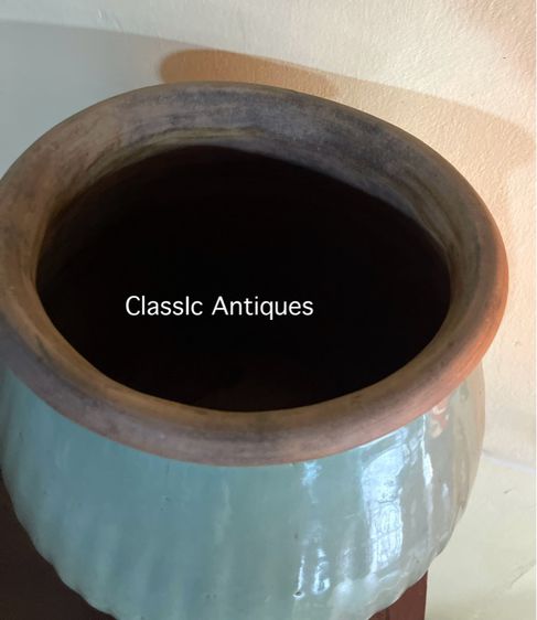 โถพลู เคลือบเขียวโบราณ ใบใหญ่เก่าสะสม รูปที่ 4