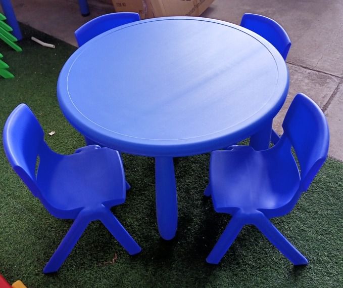 BKDPLAYชุดโต๊ะกลมขาพลาสติก พร้อมเก้าอี้ 4 ตัว โต๊ะนักเรียน,โต๊ะเขียนหนังสือเด็กโต๊ะกิจกรรม โต๊ะวงกลมโต๊ะพลาสติก พร้อมส่ง สำหรับเด็ก อนุบา รูปที่ 6