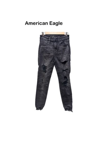 💙 American Eagle Super Stretch กางเกงยีนส์ยืดแต่งขาดซิปหน้า รูปที่ 1